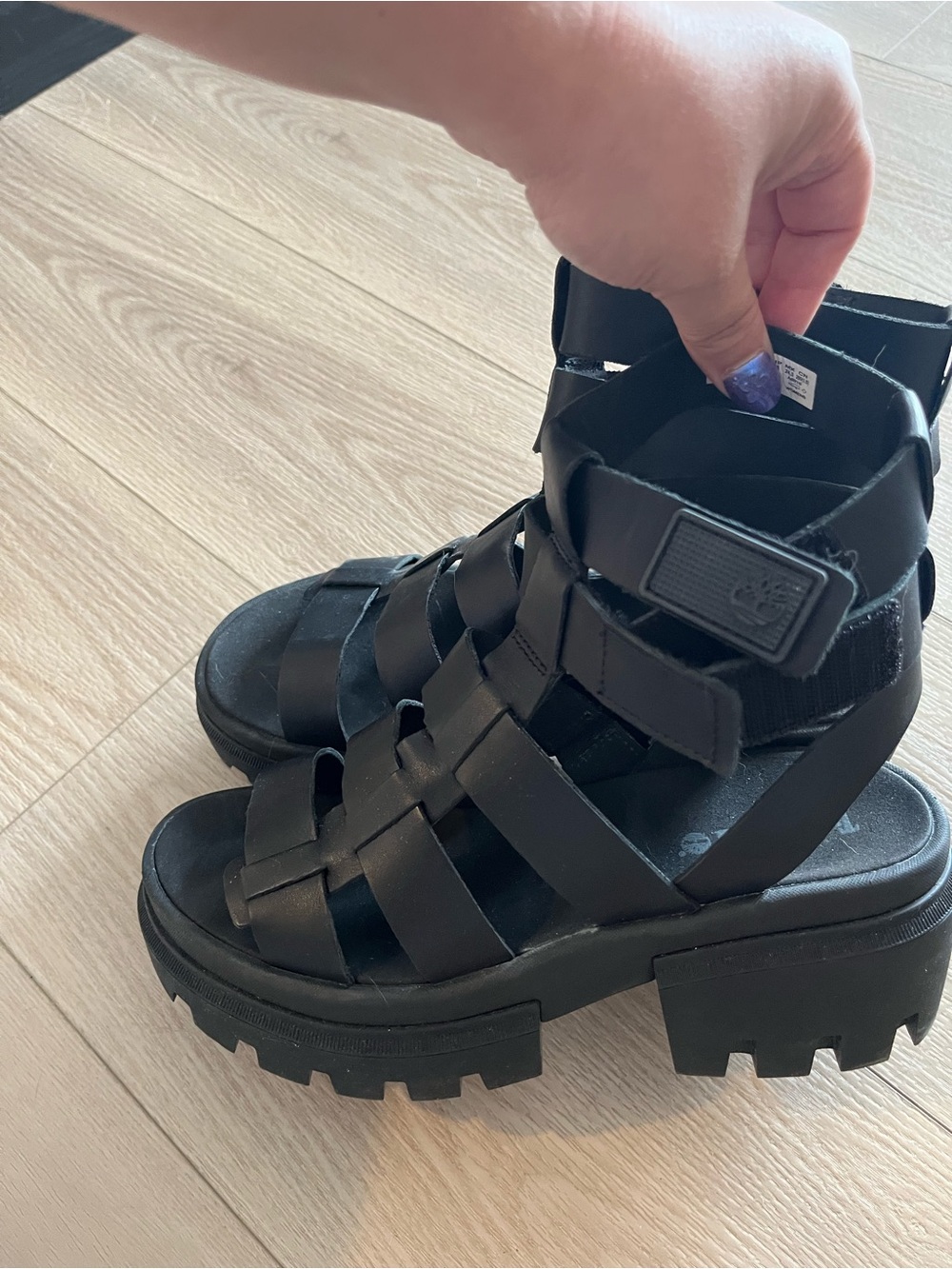 Timberland black Strappy Platform Gladiator Sandals - Women summer punk